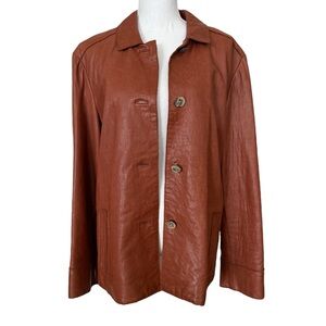 J. Jill Leather Coat Jacket - Size L
